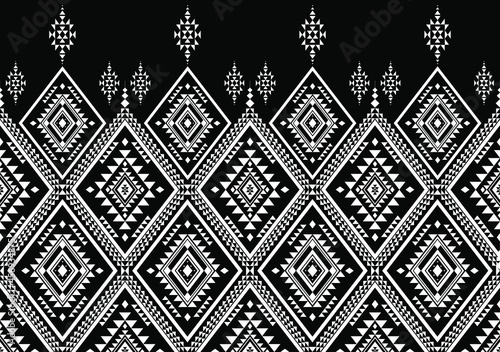 Geometric ethnic oriental seamless pattern traditional Design for background,carpet,wallpaper.clothing,wrapping,Batik fabric,Vector illustration.embroidery style - Sadu, sadou, sadow or sado