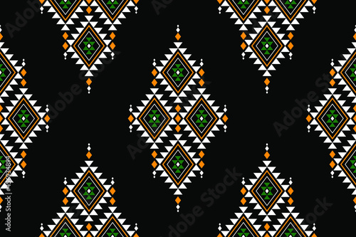 Geometric ethnic oriental seamless pattern traditional Design for background,carpet,wallpaper.clothing,wrapping,Batik fabric,Vector illustration.embroidery style - Sadu, sadou, sadow or sado