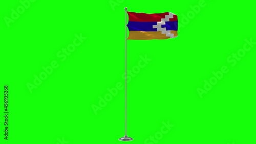Nagorno Karabakh Republic 3D Illustration Of The Waving flag On a Pole photo