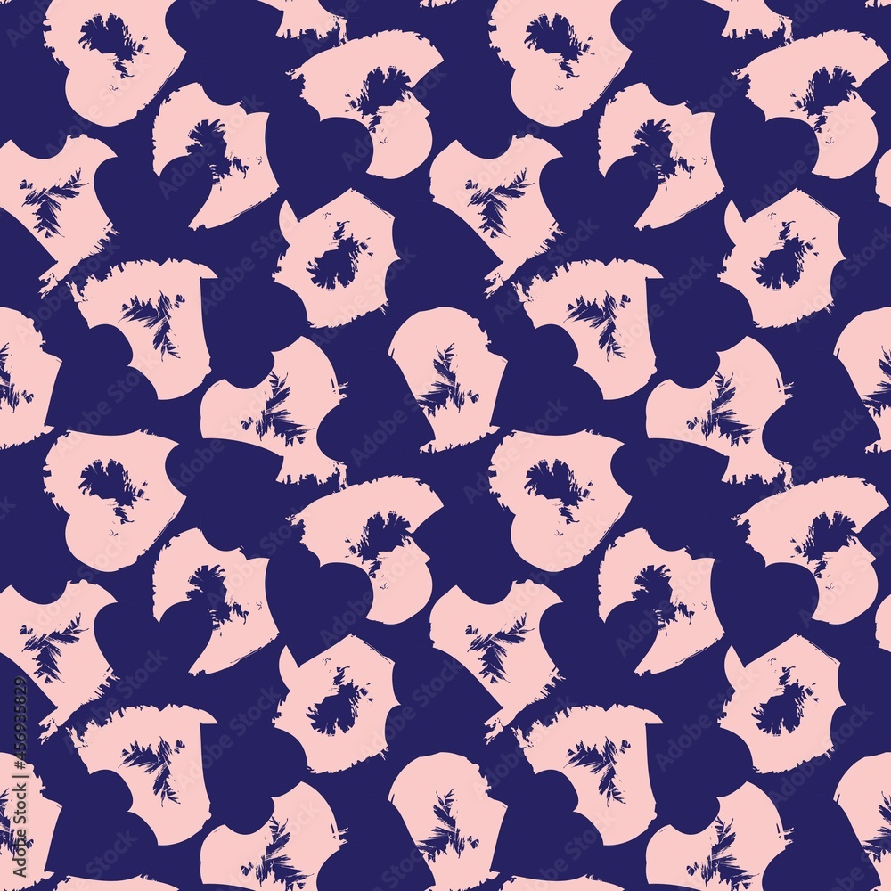Heart shaped brush stroke seamless pattern background Heart shaped brush stroke seamless pattern background