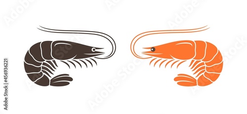 Shrimp logo. Isolated shrimp on white background. Prawns