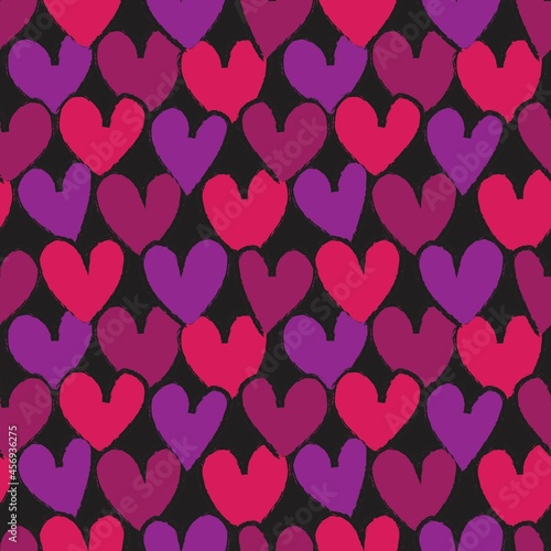 Heart shaped brush stroke seamless pattern background