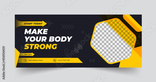 Fitness web banner and social media template