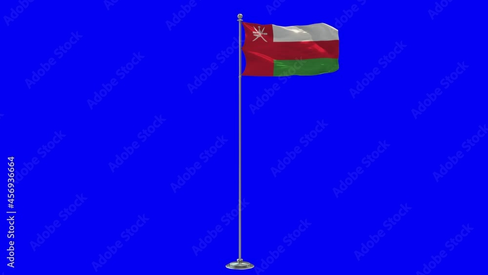 Oman loop full 3D Illustration Of The Waving flag On a Pole With Chroma key Oman loop full 3D Illustration Of The Waving flag On a Pole With Chroma key