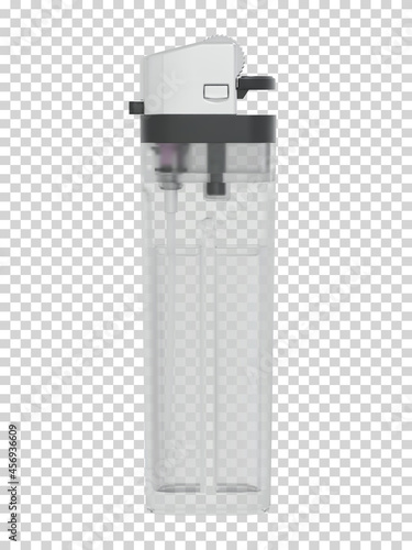 Plastic transparent classic lighter isolated on checkered background