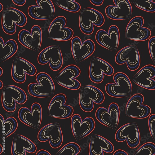 Heart shaped brush stroke seamless pattern background