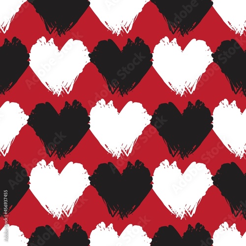 Heart shaped brush stroke seamless pattern background