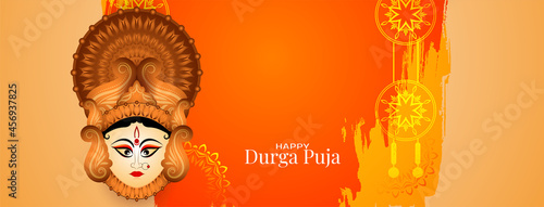 Happy Durga puja and navratri festival celebration greeting banner