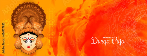 Happy Durga puja and navratri Indian hindu festival banner design