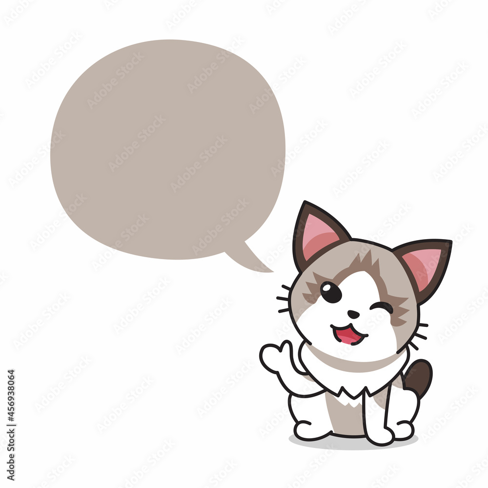 Cartoon character ragdoll cat with speech bubble for design. Cartoon character ragdoll cat with speech bubble for design.