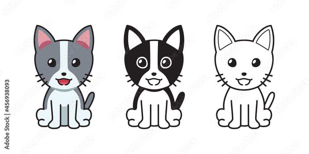 Set of vector character cartoon cat for design. Set of vector character cartoon cat for design.