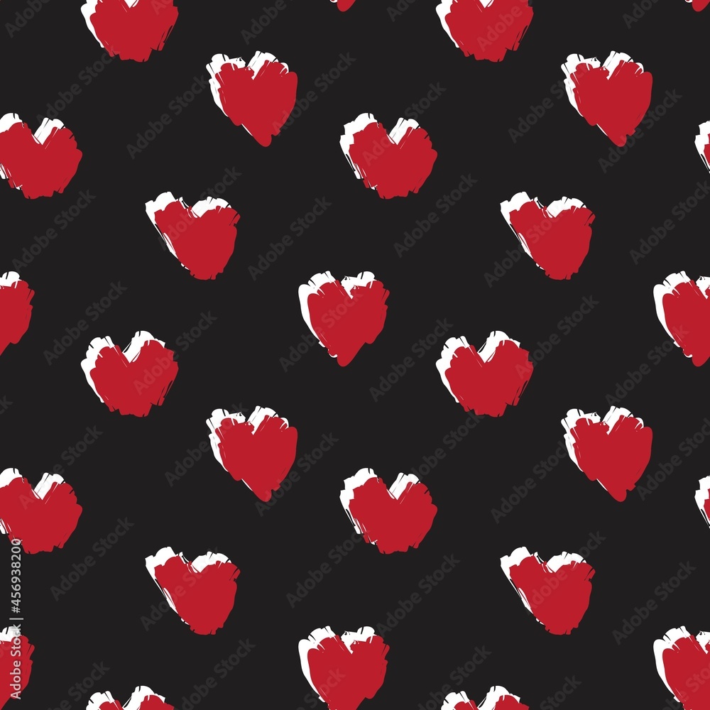 Heart shaped brush stroke seamless pattern background Heart shaped brush stroke seamless pattern background