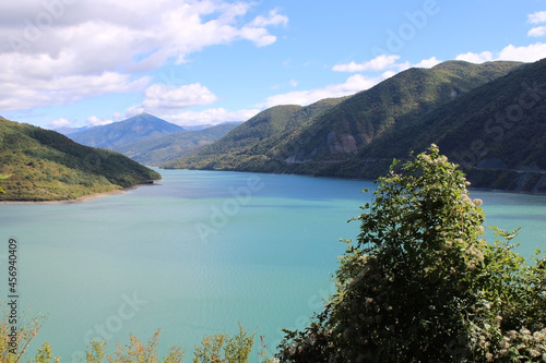 View of the Zhinvali reservoir from the Georgian Military Highway.