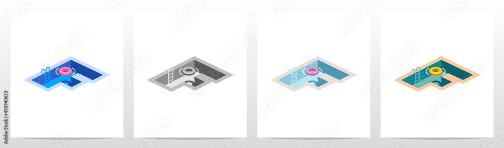 Fototapeta premium Swimming Pool Letter Logo Design F