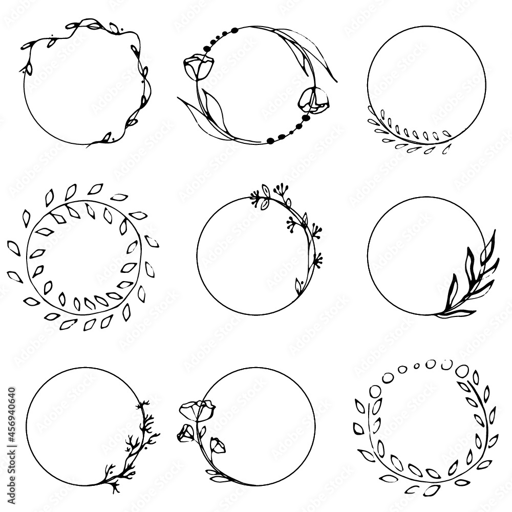 set of frames (highlight) with flowers and leaves set of frames (highlight) with flowers and leaves