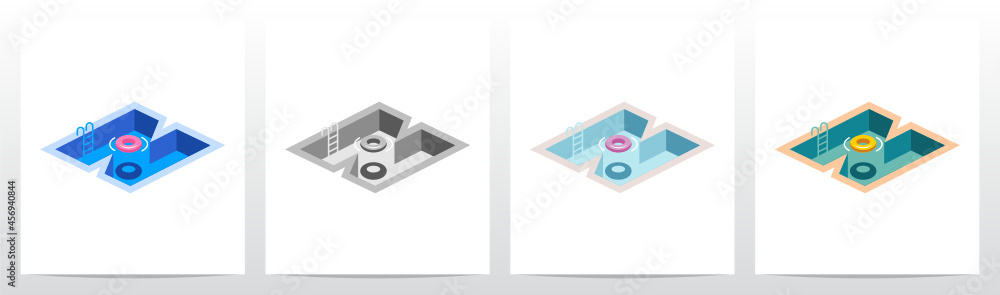 Swimming Pool Letter Logo Design N Swimming Pool Letter Logo Design N