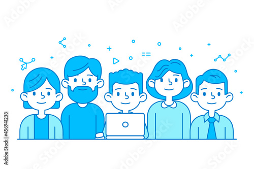 Vector illustration of a team in trendy flat linear style, design for banners or websites.Teamwork concept [преобразованный]