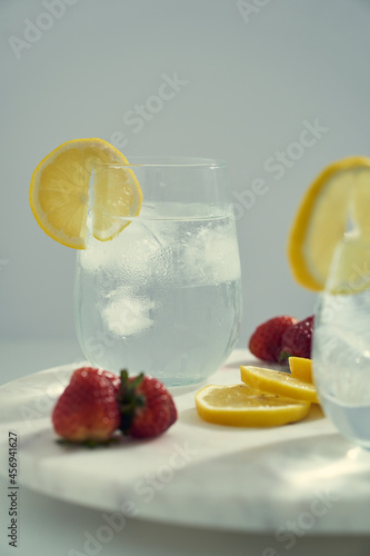 Refresh and clean icy cold lemon water