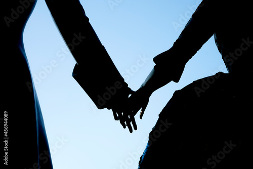 Tableau sur toile silhouettes of the bride and groom