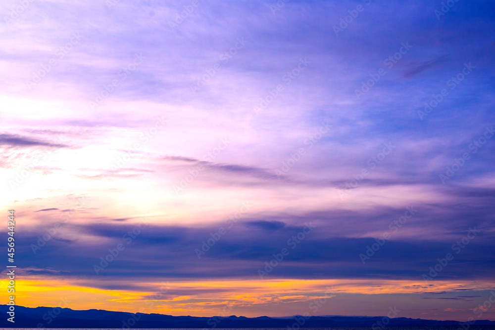 Sky at Aerial sunrise view over Sky with clouds , Sky background