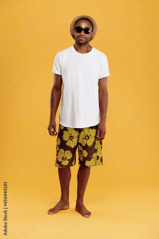 Handsome young black man wear beach clothes Handsome young black man wear beach clothes