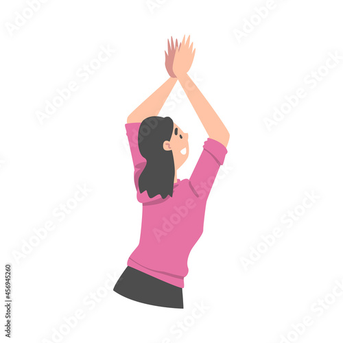 Female Clapping Hands as Social Media Follower and Subscriber Showing Adoration Vector Illustration
