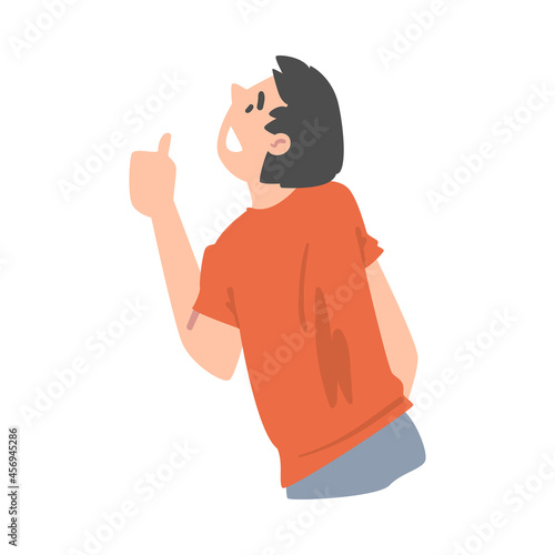Male as Social Media Follower and Subscriber Showing Adoration with Thumb Up Vector Illustration