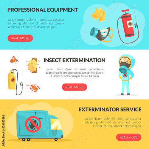 Insect Control and Disinfestation Service with Man in Protective Outfit Engaged in Bug Extermination Vector Template