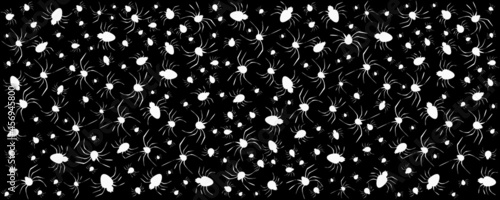 spider pattern, halloween background, spooky background, black and white spiders 