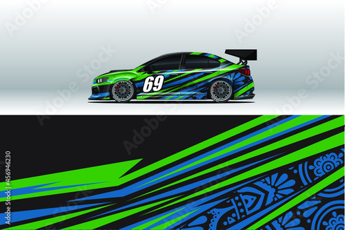 Abstract Race car wrap sticker design and sports background for daily use racing livery or car vinyl stickers