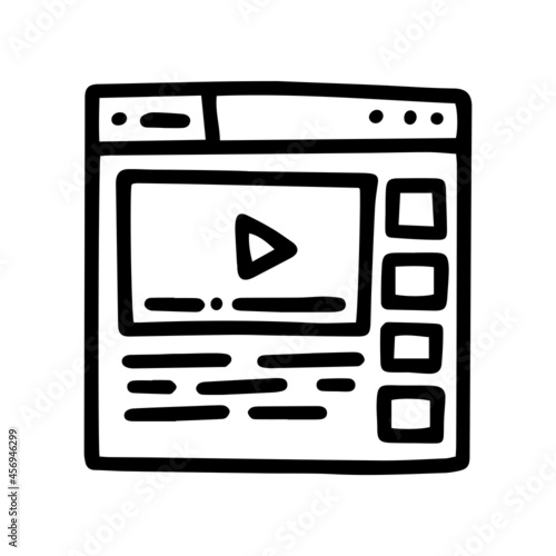 online video line vector doodle simple icon