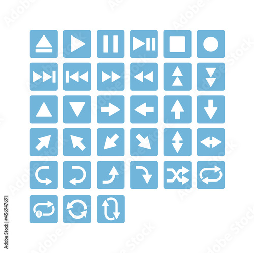 Emoji set of music play arrow buttons vector