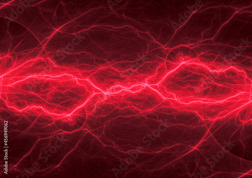 red lightning and plasma background, abstract energy and electrical background
