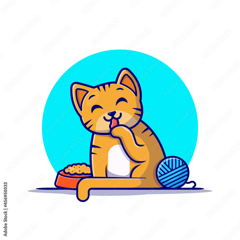 Cute Cartoon Cat Icon Vector Illustration Stock Illustration