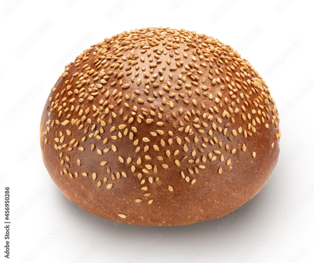bun with sesame seeds isolated on white. bun with sesame seeds isolated on white.