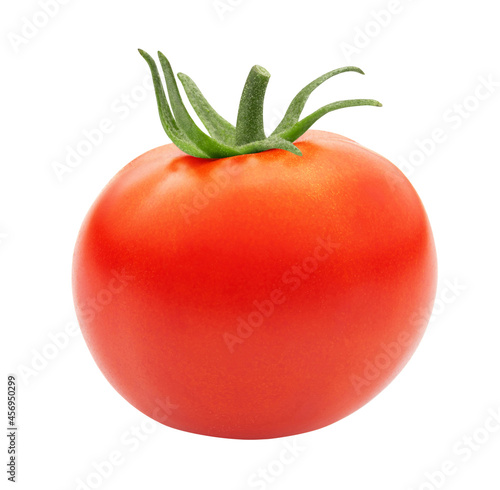 one red tomato isolated on white