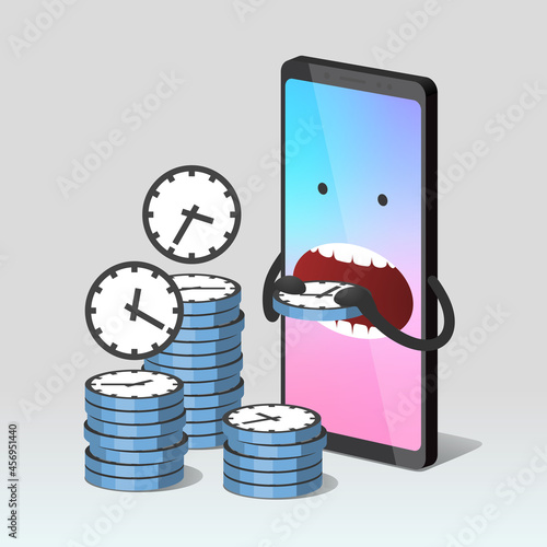 Modern mobile phone is eating stylized clocks