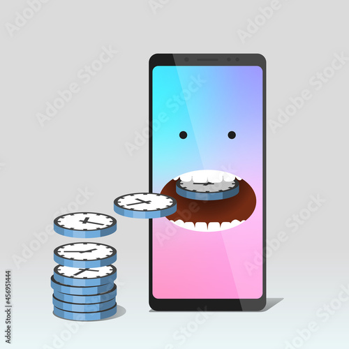 Modern mobile phone is eating stylized clocks