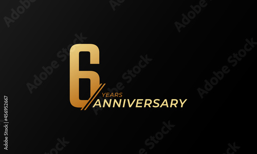 6 Year Anniversary Celebration Vector. Happy Anniversary Greeting Celebrates Template Design Illustration