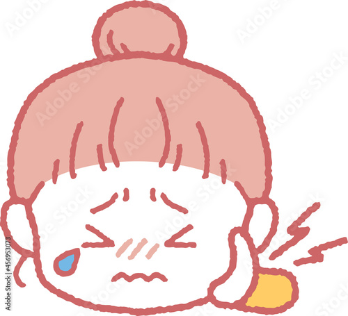 頬／歯が痛い女の子のイラスト