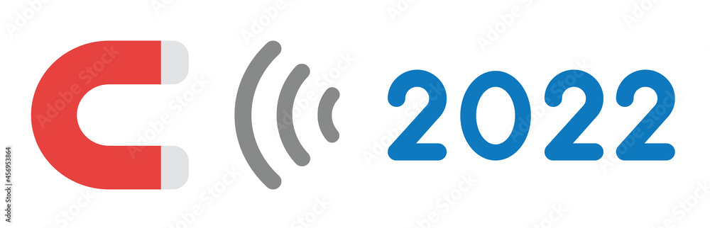 New year vector concept, magnet attracting 2022 New year vector concept, magnet attracting 2022