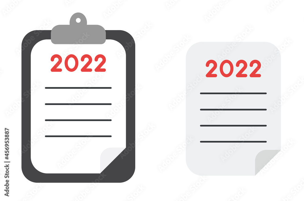 New year vector concept, clipboard and paper, article about 2022 New year vector concept, clipboard and paper, article about 2022