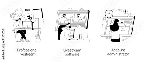Online live event abstract concept vector illustrations.