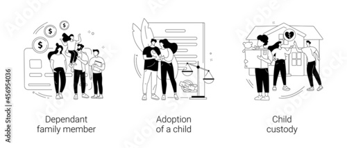 Family law abstract concept vector illustrations.