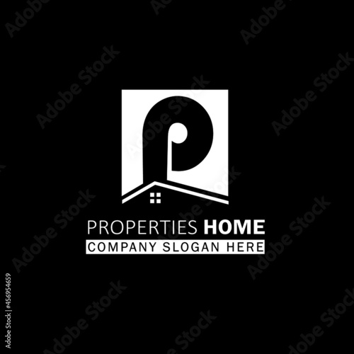 Initial Letter P Property Apartment Headquarter Building