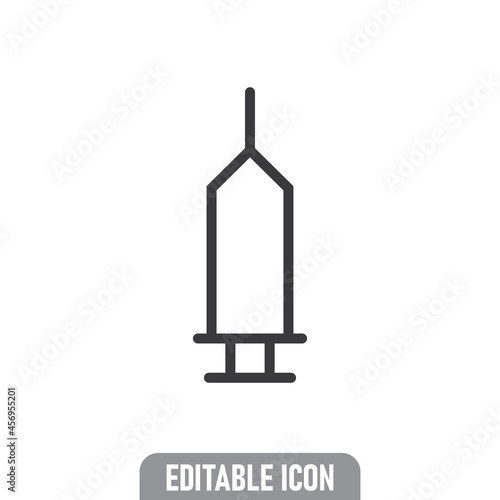 Syringe icon. Vaccine vaccination symbol. Editable line stroke.