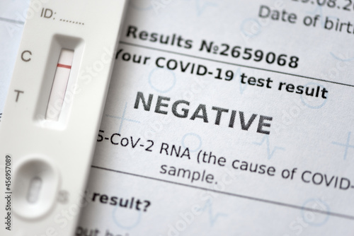 Laboratory report with negative test result by using rapid test device for COVID-19