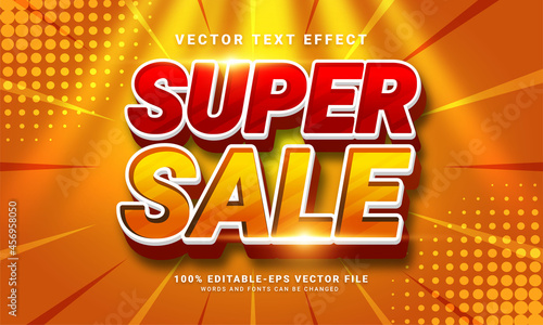 Super sale 3D text effect, editable text style and suitable for promotion sales