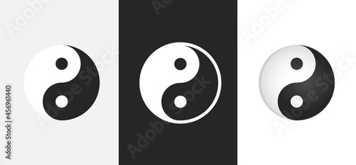 Yin Yang symbol of balance and harmony. Yin-Yang set of flat simple vector icons collection for web and apps