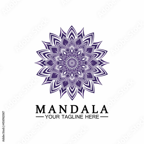 Circle pattern petal Flower Mandala Vector logo template illustration. Colorful template for spiritual retreat or yoga studio,Ornamental business cards,vintage luxury, ornamental decoration